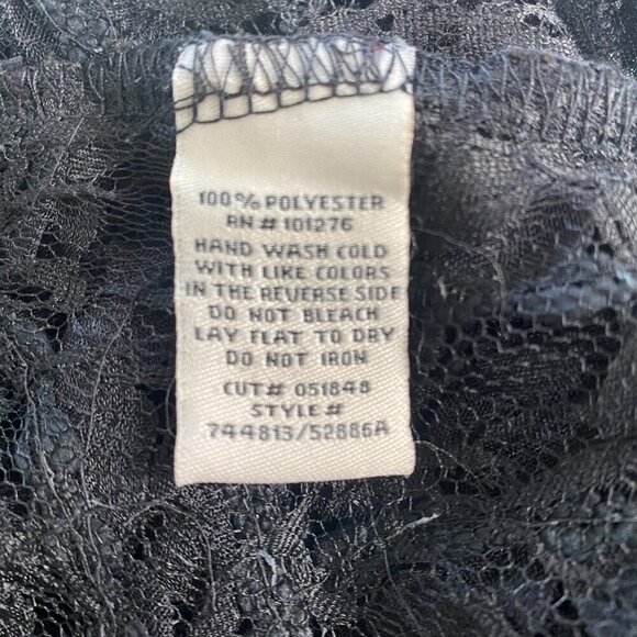 ECI New York Ruffled Black Lace Cap Sleeve Top with Built-In Camisole XL #248 - Picture 9 of 10